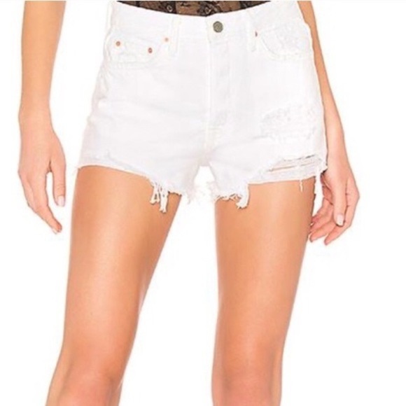 GRLFRND The Cindy High Waist Denim Short White Granada Wash - Picture 1 of 10